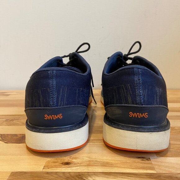 Swims Mens Navy Blue Knit Lace-Up Sneakers With White & Orange Sole Oxford 10 - Picture 2 of 14
